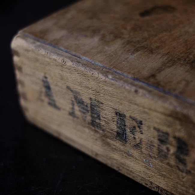 Wooden box with unusual fasteners