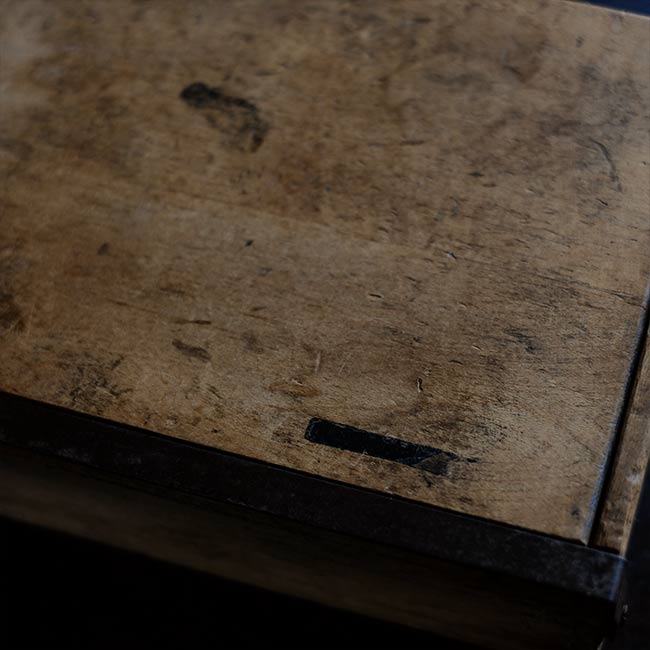 Wooden box with unusual fasteners