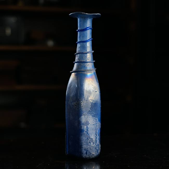 Silvered blue bottle