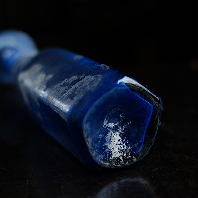 Silvered blue bottle