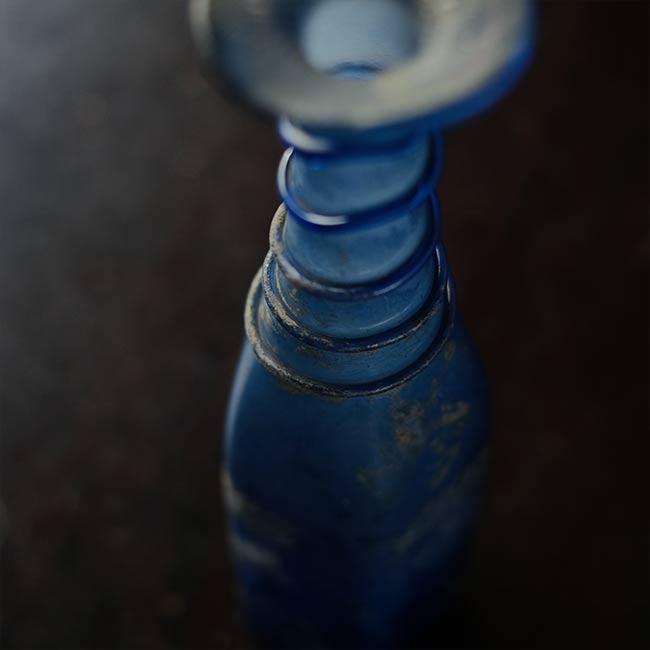 Silvered blue bottle