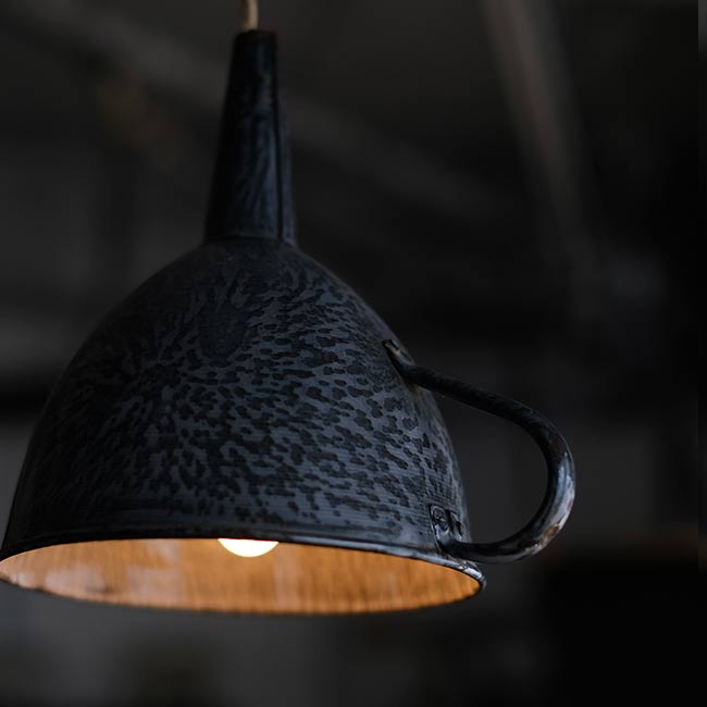 Enamel funnel pendant light