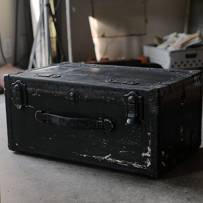 Black painted pre-war trunk