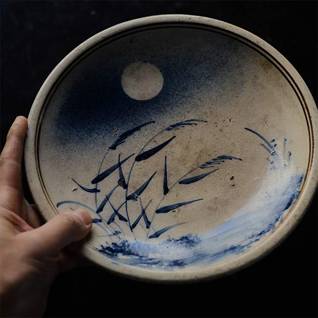 Awake and Moon Painted Blown Ink Plate