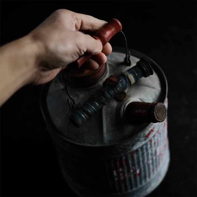 Rusty gasoline can