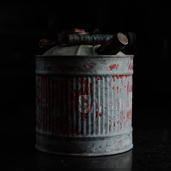 Rusty gasoline can