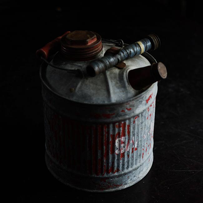 Rusty gasoline can