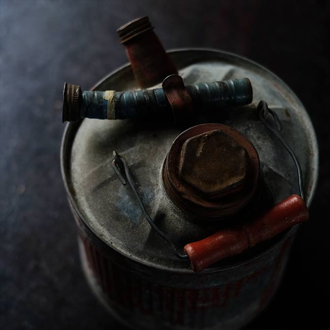 Rusty gasoline can