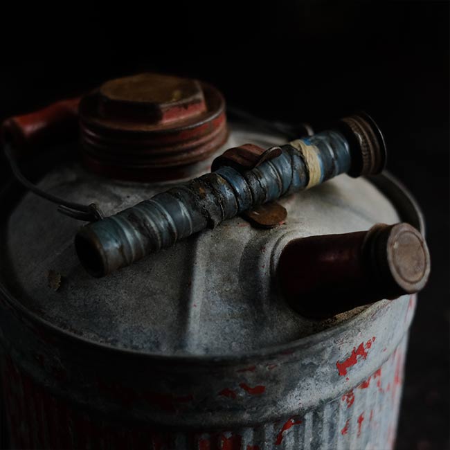 Rusty gasoline can