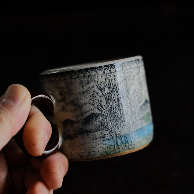 Hard ceramic cup and saucer