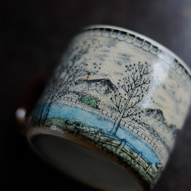 Hard ceramic cup and saucer