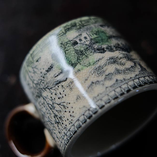Hard ceramic cup and saucer
