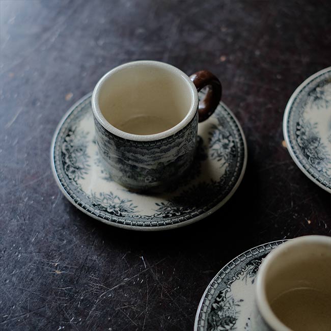 Hard ceramic cup and saucer