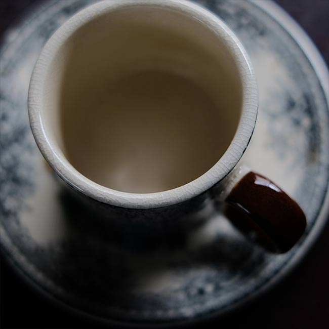 Hard ceramic cup and saucer