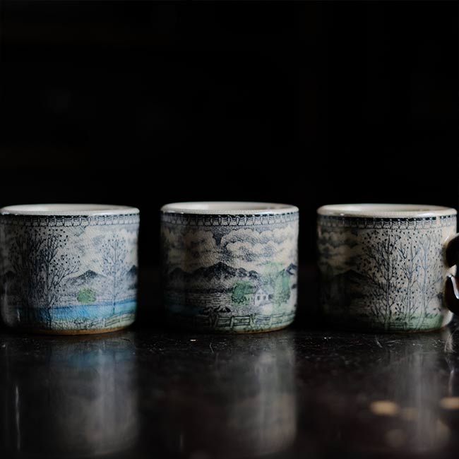 Hard ceramic cup and saucer