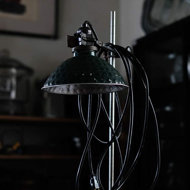 A stand lamp made from laboratory equipment
