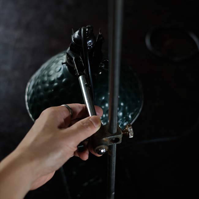 A stand lamp made from laboratory equipment