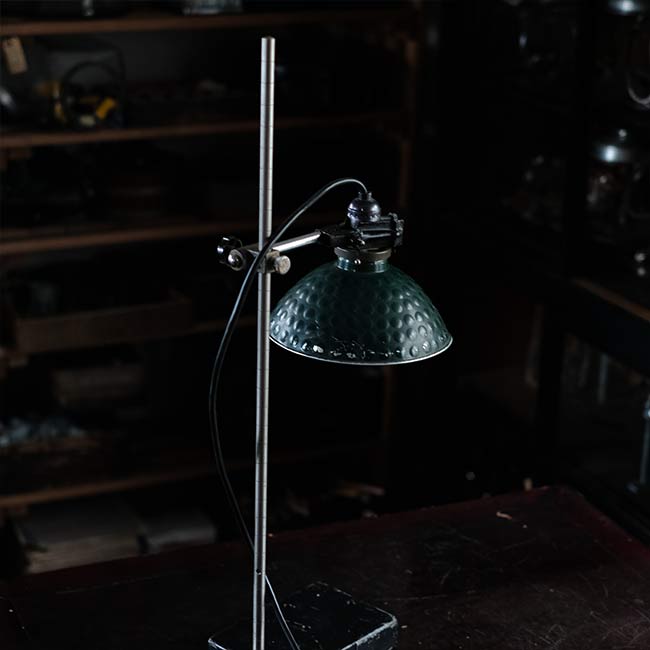 A stand lamp made from laboratory equipment
