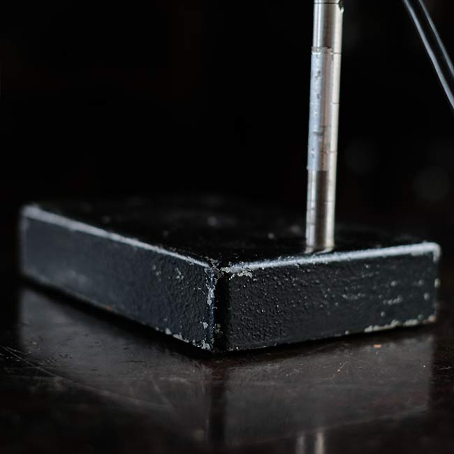 A stand lamp made from laboratory equipment