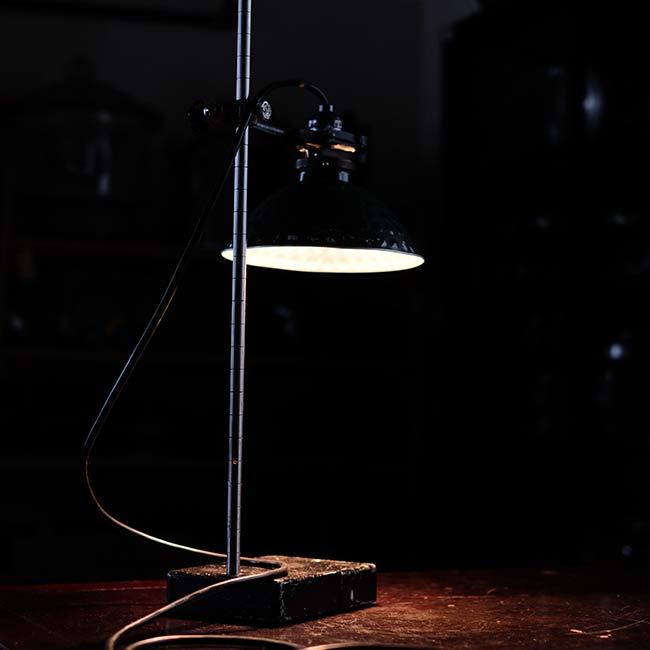 A stand lamp made from laboratory equipment