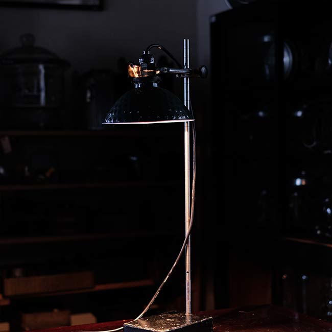 A stand lamp made from laboratory equipment