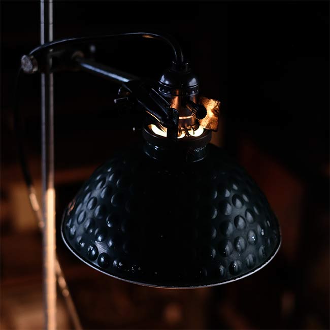 A stand lamp made from laboratory equipment