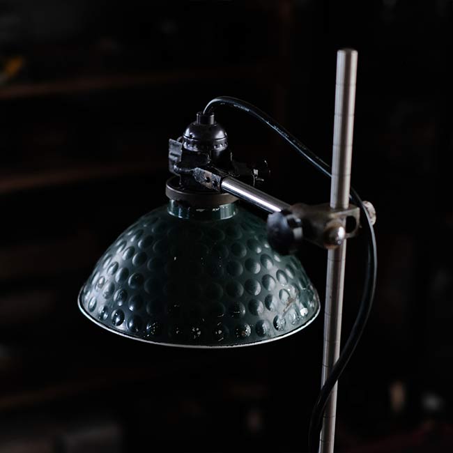 A stand lamp made from laboratory equipment