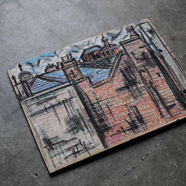 Crayon drawing "Streetscape"