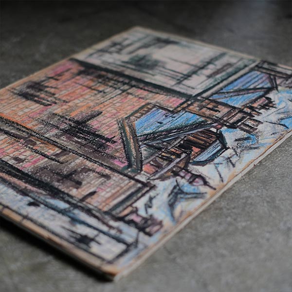 Crayon drawing "Streetscape"