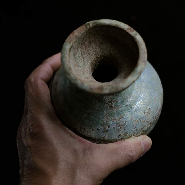 Silvered green-glazed Han dynasty vase