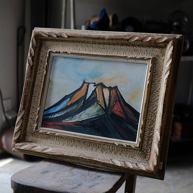 油彩画　S.OTAKE　静物画 卖画啦！卖画啦！卖油画啦！ 花朵与金漆，富丽高贵～ 尺寸是高50