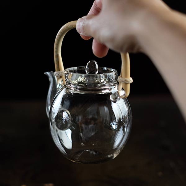 small glass teapot