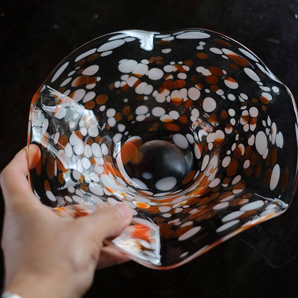 Polka dot glass vessel