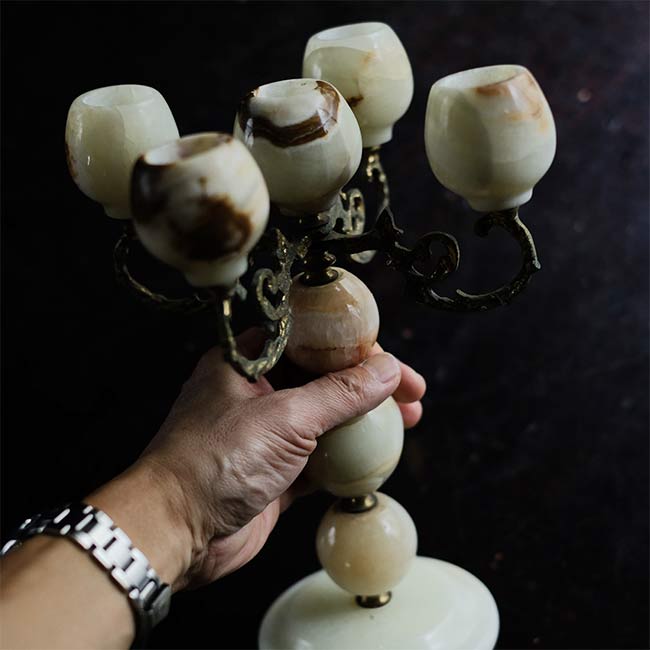 Stone candle holder