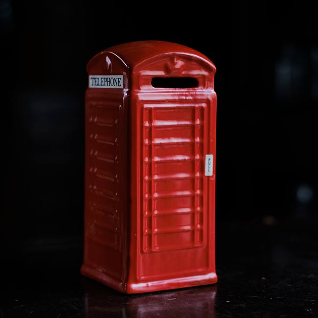 Telephone box piggy bank