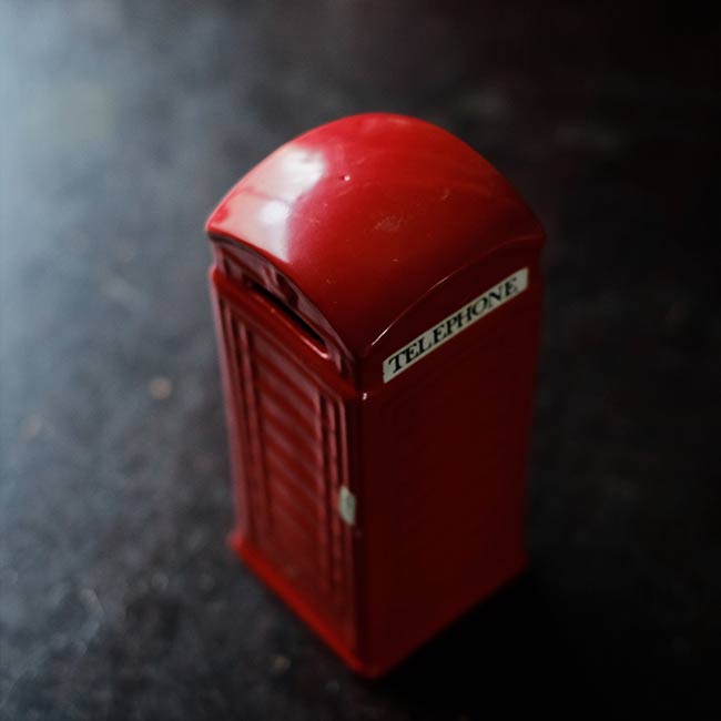 Telephone box piggy bank