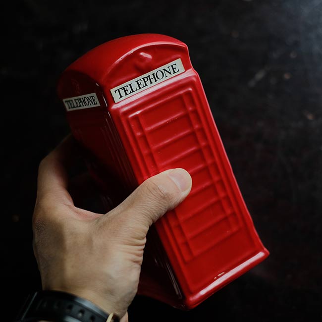 Telephone box piggy bank
