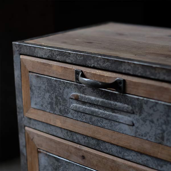Wood and tin storage shelves