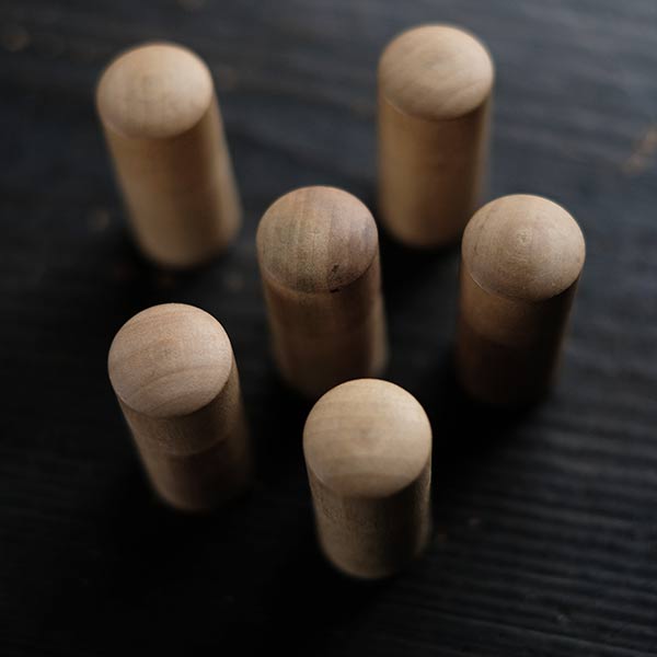 The tip of a tool in a wooden tube