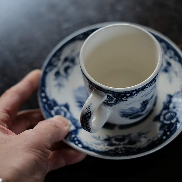Hard ceramic cup and saucer
