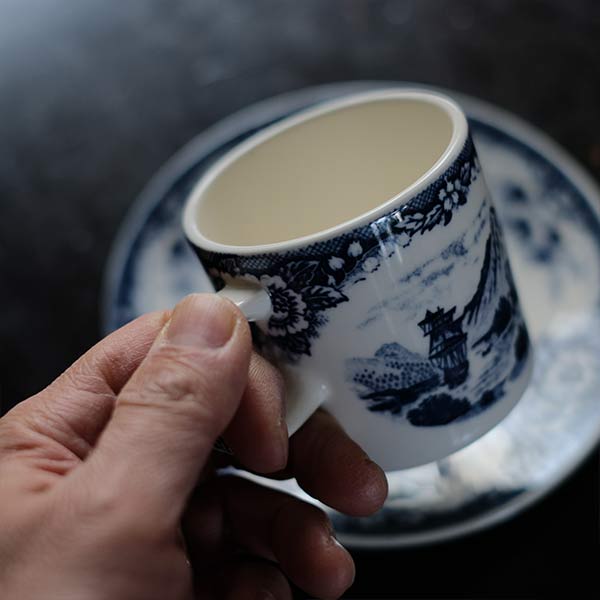 Hard ceramic cup and saucer