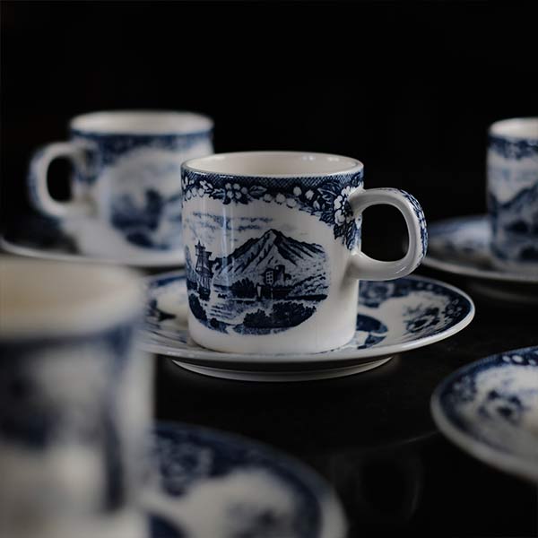 Hard ceramic cup and saucer
