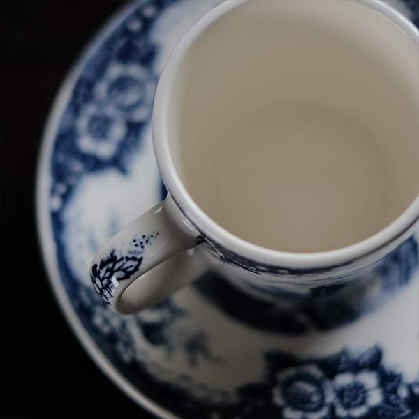 Hard ceramic cup and saucer