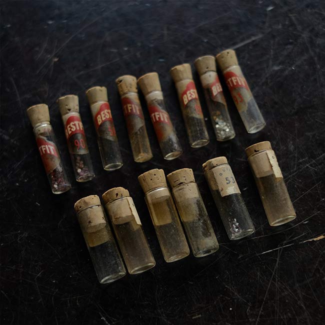 Set of mechanical watch parts jars