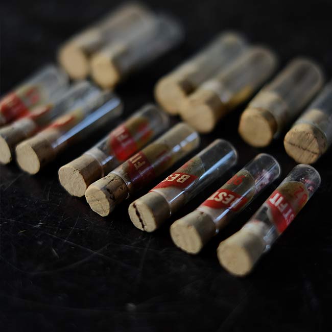 Set of mechanical watch parts jars