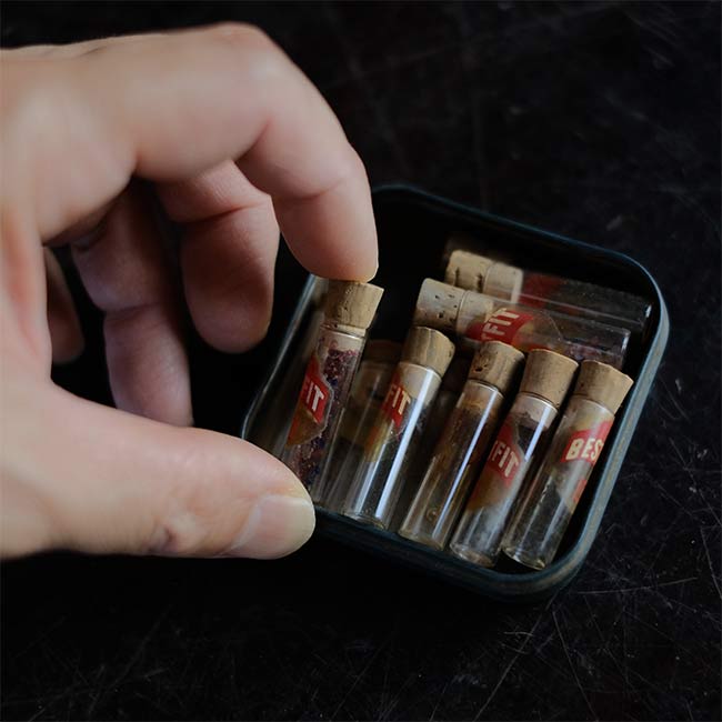 Set of mechanical watch parts jars