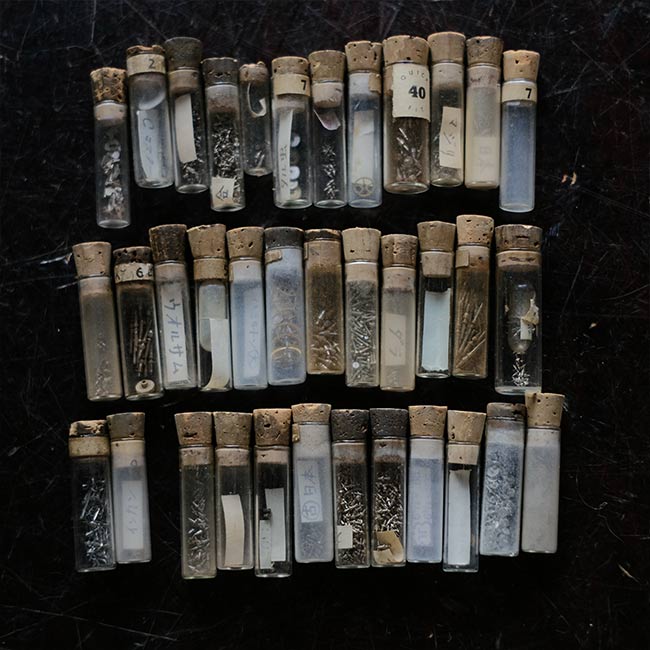 Set of mechanical watch parts jars