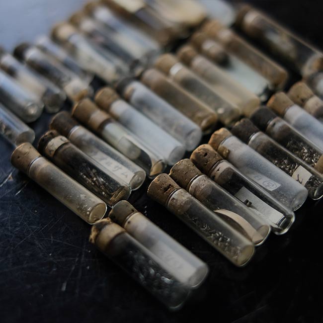 Set of mechanical watch parts jars