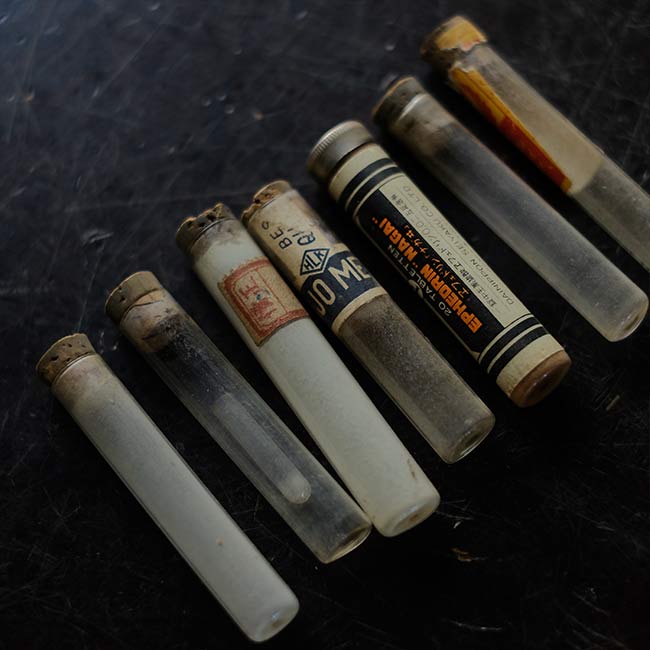 Set of mechanical watch parts jars