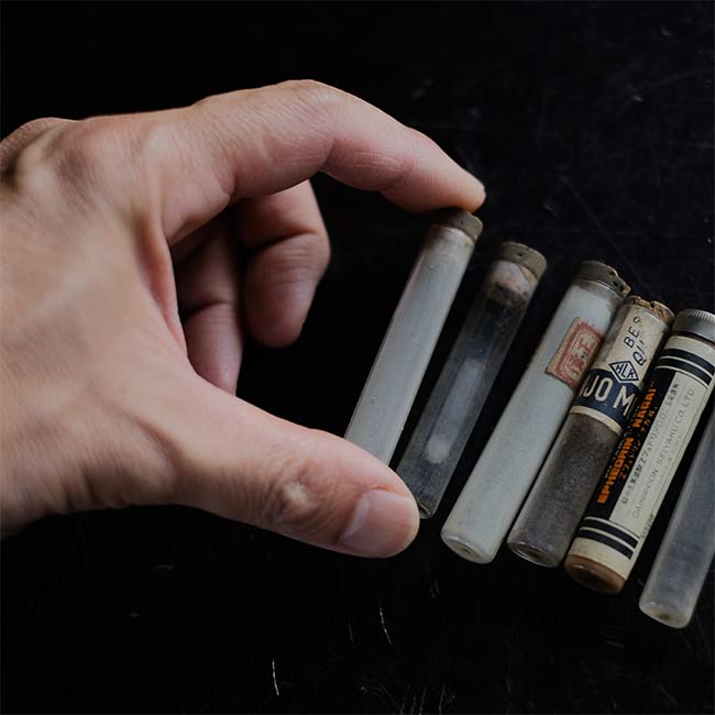 Set of mechanical watch parts jars